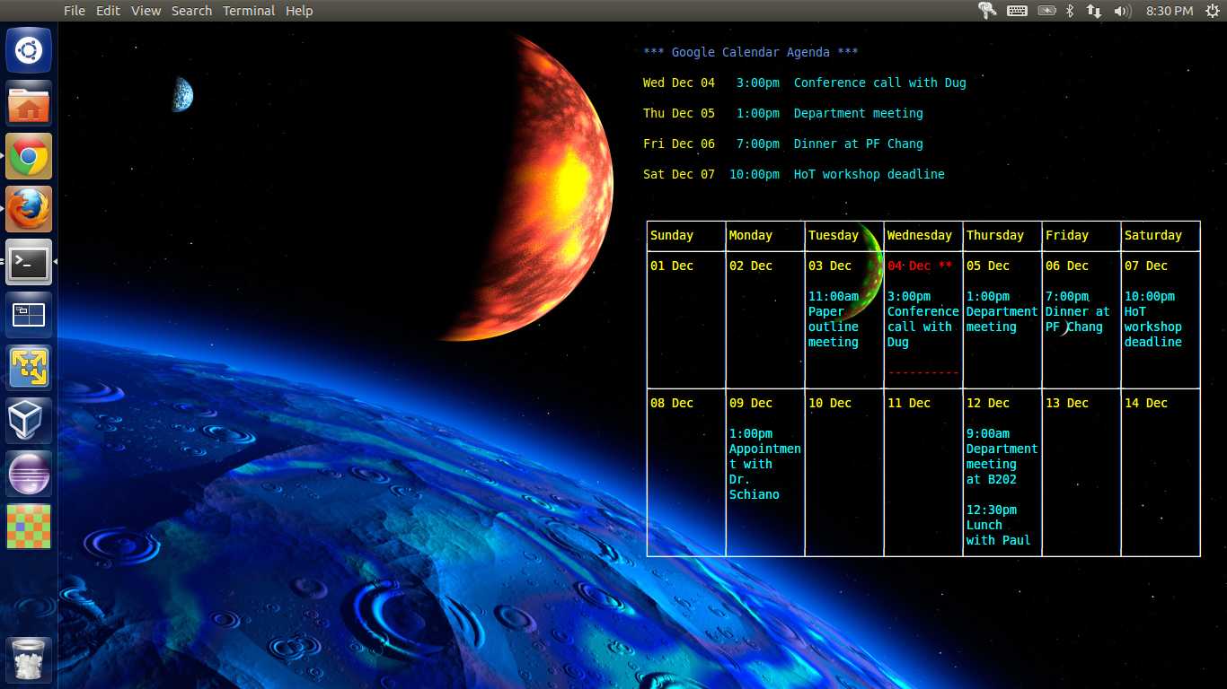 How to integrate Google Calendar in Linux desktop