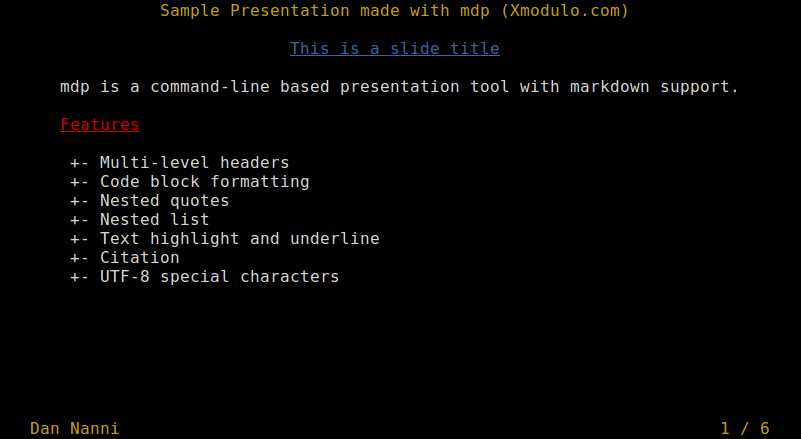 linux command line presentation tool