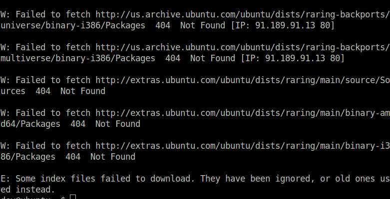 ubuntu 13.04 apt-get kitchen area updated error